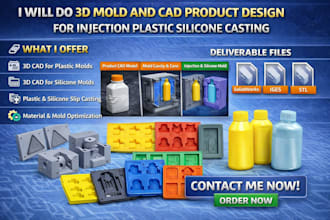 do 3d mold and cad product design for injection plastic silicone casting