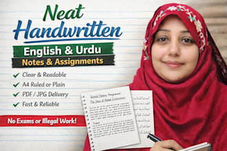 write neat english and urdu handwritten notes and assignment