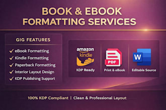 do book formatting for amazon kdp, ebook formatting, and self publishing