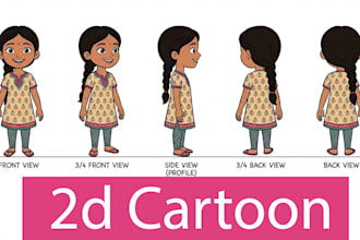 create professional 2d cartoon character illustrations