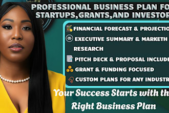 write an investor ready business plan and financial plan for startups