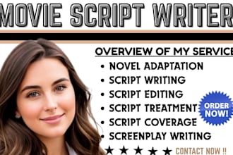 write industry standard movie script screenplay comedy script movie recap