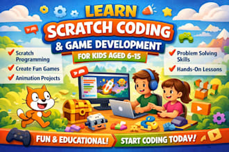 teach scratch coding  game development to kids aged 6 to 15