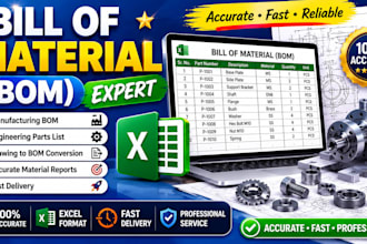 prepare accurate bom and parts list from drawings