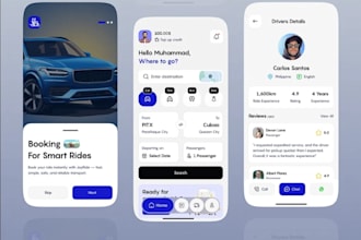 develop a full featured taxi booking app, rideshare app, uber app, lyft, or bolt