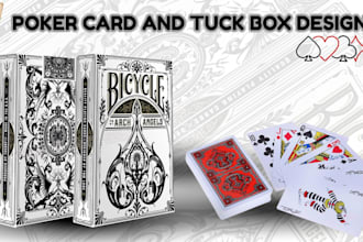 design print ready branded poker card decks, tuck box design for brands