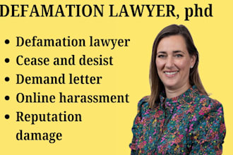 expertly draft demand letters, and cease and desist as your defamation attorney