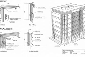 create glass and glazing shop drawings for storefronts and curtainwalls