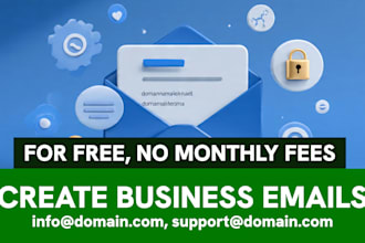 create professional business email or domain emails, no monthly fees