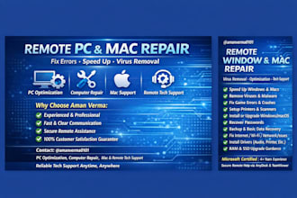 do PC optimization computer repair mac and tech support remotely