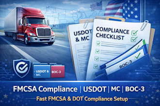 handle your fmcsa compliance, usdot, mc number, and boc 3 filing