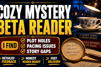 be your cozy mystery beta reader and check plot holes and pacing