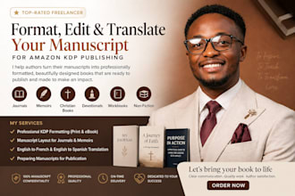 format KDP journals , christian memoirs and book translation for publish