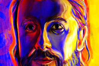create a symbolic, emotional, digital portrait or illustration