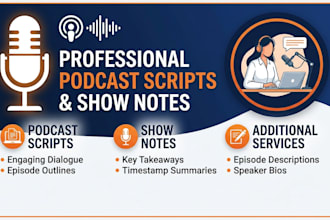 write podcast scripts, show notes, and content for your podcast