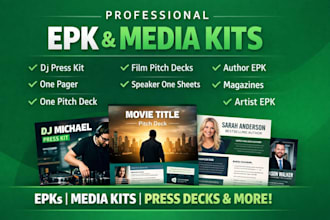epk, media kit, dj press kit, film pitch deck, author epk, one pager, magazines