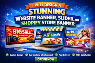 design a stunning website banner, slider or shopify store banner
