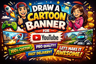 draw unique cartoon banner for youtube