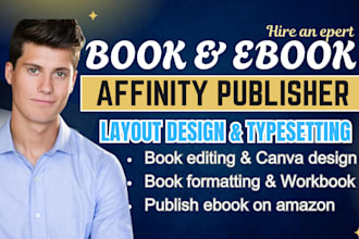 do book formatting, typesetting, amazon KDP publishing in affinity publishing