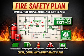 create fire safety plan evacuation plan and emergency exit layout