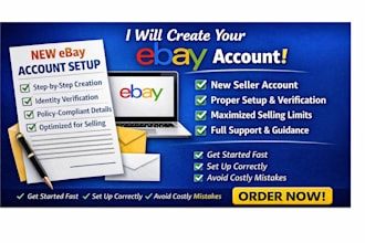 do ebay account creation, ebay listing, setup ebay seller account, ebay shop