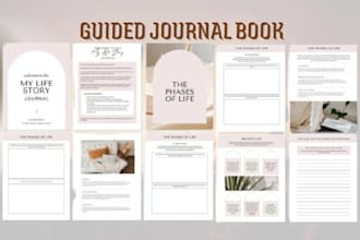 design a guided journal book in canva and printable journal pdf