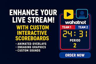 design custom interactive scoreboards with animated overlays for live streams