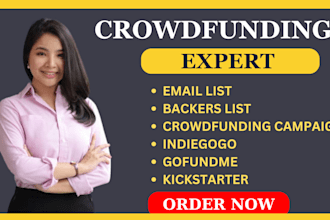 provide kickstarter indiegogo ranking 1000 backers email list