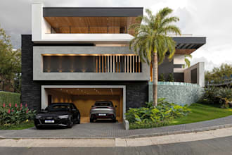 visualize architectural luxury house,modern facade render,front elevation design