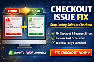 fix shopify, woocommerce checkout and payment problems and fix website bug