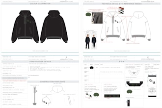 design detailed, production ready tech packs for creative apparel brand