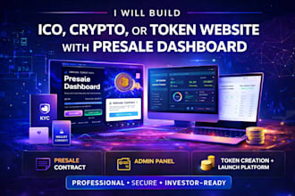 create ico, crypto or token website with a presale dashboard