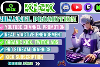 promote kick channel, kick subscriber, kick followers, views
