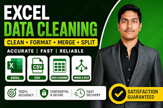 do excel data cleaning, formatting, CSV cleaning and duplicate removal