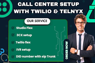 setup twilio twilio flex studio flex telynx sip 3cx call center with did numbers