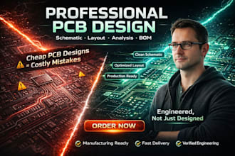 design pcb design, circuit schematic, circuit analysis, pcb layout, bom