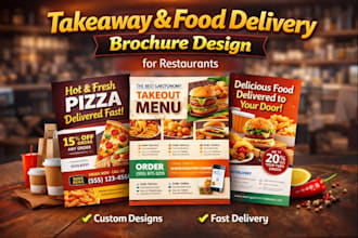 design takeaway and food delivery brochures for restaurants