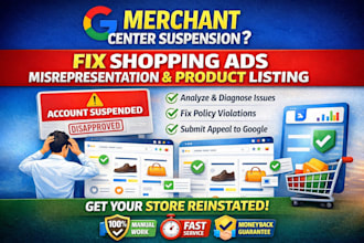 fix google merchant center suspension shoping ads misprsentation product listing