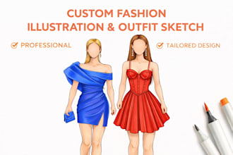 create fashion illustration and outfit concept sketches