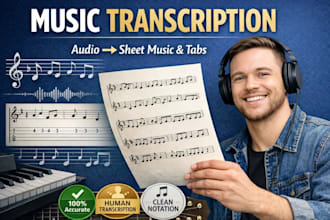 do music transcription, audio transcription to text, video subtitle, sheet music