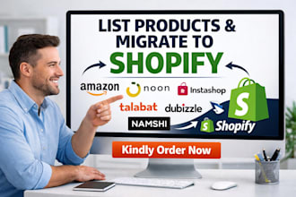 list products on amazon noon instashop talabat dubizzle namshi migrate shopify