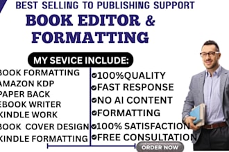 do book formatting, ebook editing, book cover design, kindle ebooks format