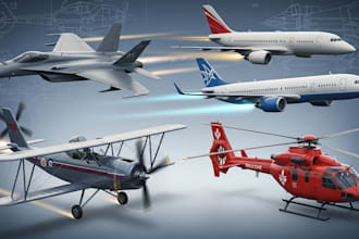 create expert 3d aircraft, airplane, jet and helicopters models and illustration