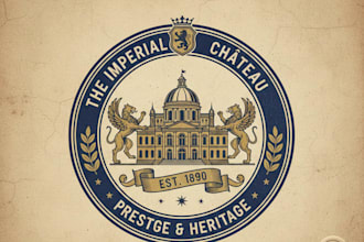 design a majestic vintage palace logo for your brand
