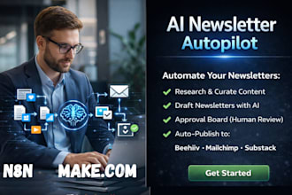 setup ai automated mailchimp, beehiiv newsletter system using n8n or make com