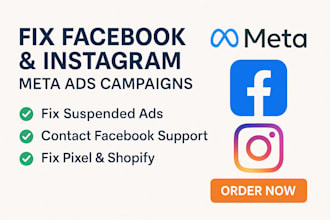 fix facebook and instagram meta ads campaigns, pixels, and business accounts