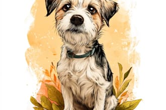 draw a cute minimalist cartoon pet portrait