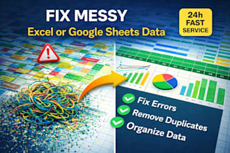 fix  messy excel or google sheets  data