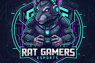 make rat gamer esport mascot logo with company
