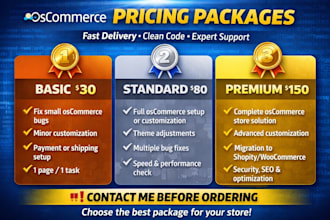 install, customize, fix, or migrate your oscommerce store to shopify website